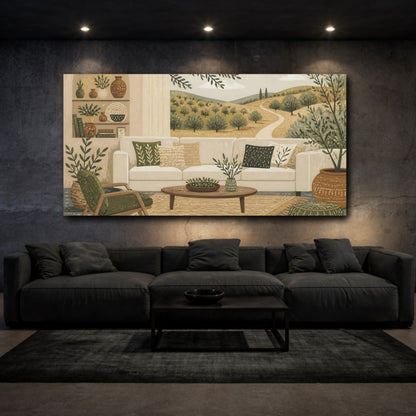 Mockup 3. Living Room Sofa Landscape shown as canvas print