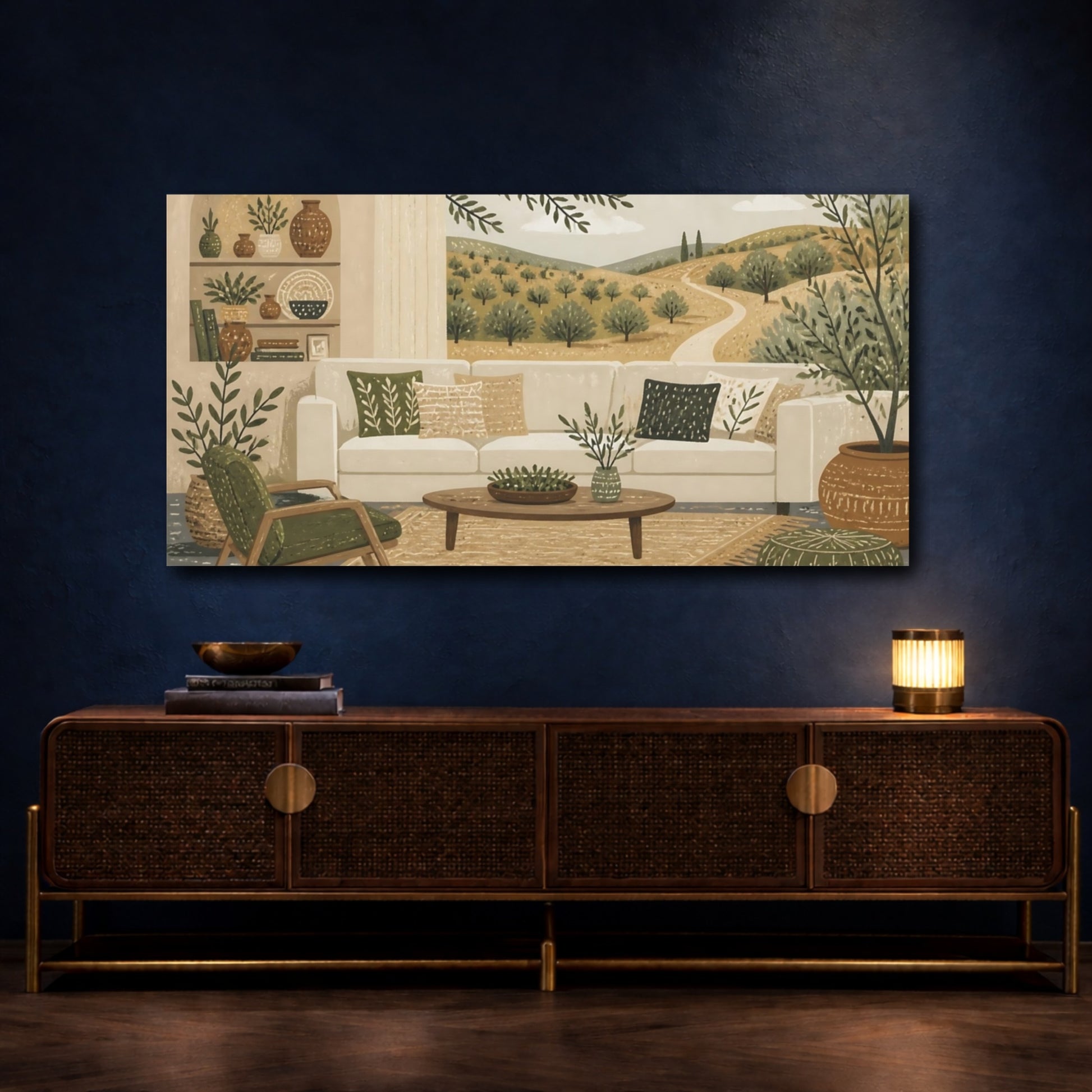 Mockup 4. Living Room Sofa Landscape shown as canvas print
