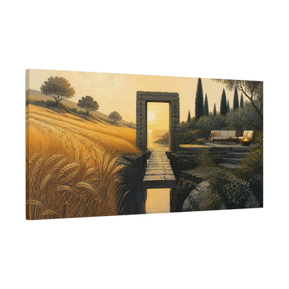 Main Mockup. Living Room Stone Doorway shown as canvas print