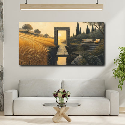 Mockup 2. Living Room Stone Doorway shown as canvas print