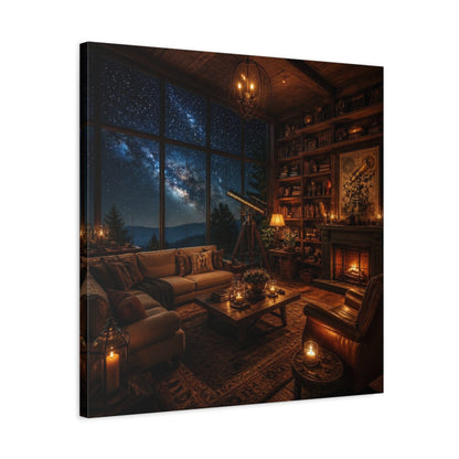 Side Mockup 4. Living Room Telescope Nook shown as canvas print