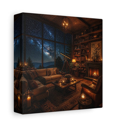 Side Mockup 2. Living Room Telescope Nook shown as canvas print