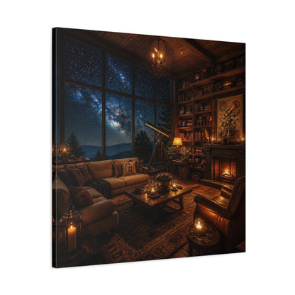 Side Mockup 3. Living Room Telescope Nook shown as canvas print