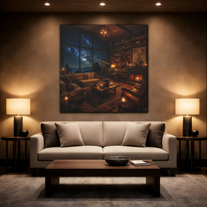 Mockup 2. Living Room Telescope Nook shown as canvas print