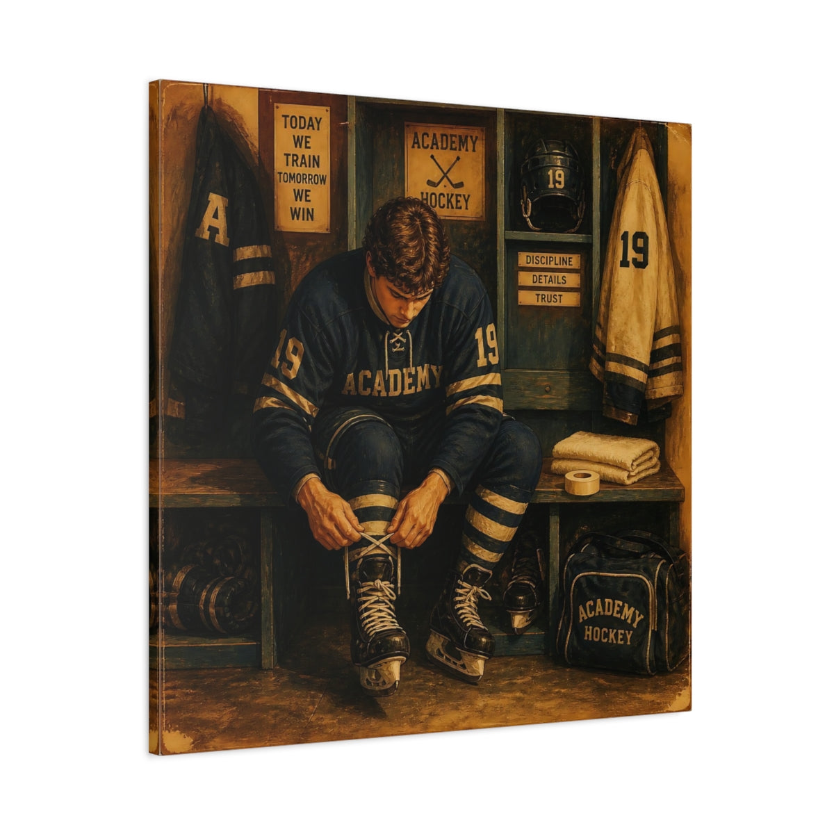 Main Mockup. Locker Room Focus shown as canvas print