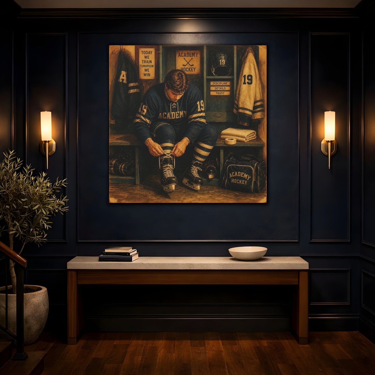 Mockup 4. Locker Room Focus shown as canvas print