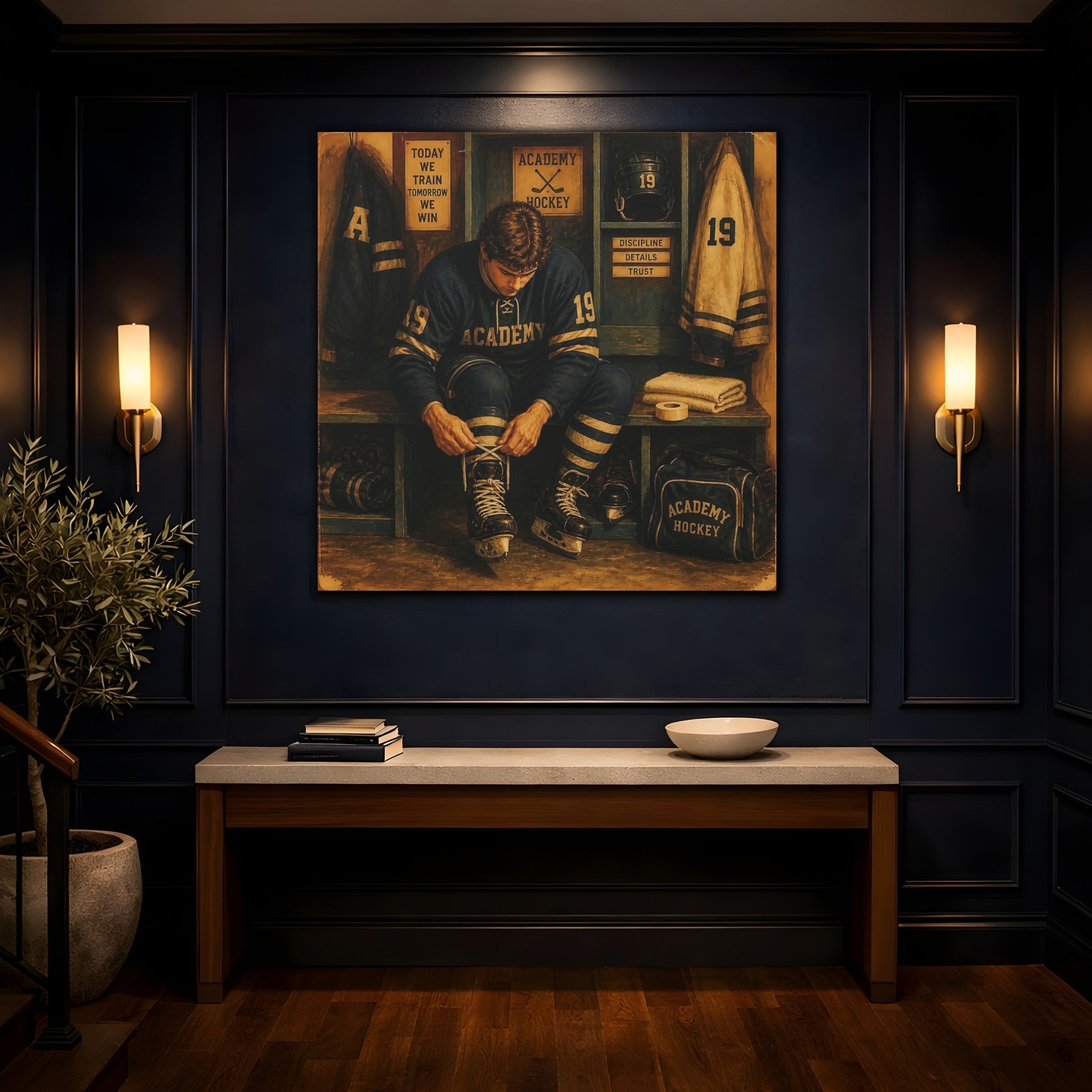 Mockup 4. Locker Room Focus shown as canvas print