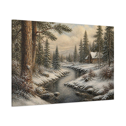 Side Mockup 1. Log Cabin Countyrside Retreat shown as canvas print