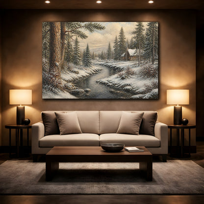 Mockup 2. Log Cabin Countyrside Retreat shown as canvas print