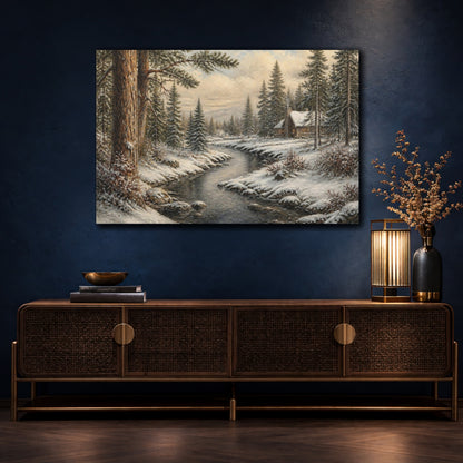 Mockup 4. Log Cabin Countyrside Retreat shown as canvas print