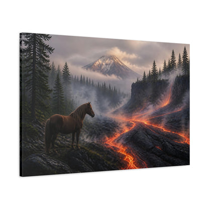 Main Mockup. Lone Horse Lava Landscape shown as canvas print
