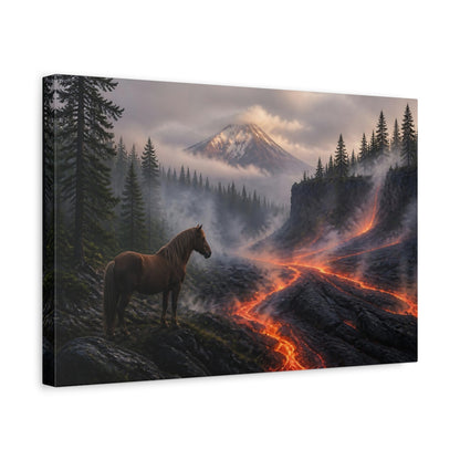 Side Mockup 4. Lone Horse Lava Landscape shown as canvas print