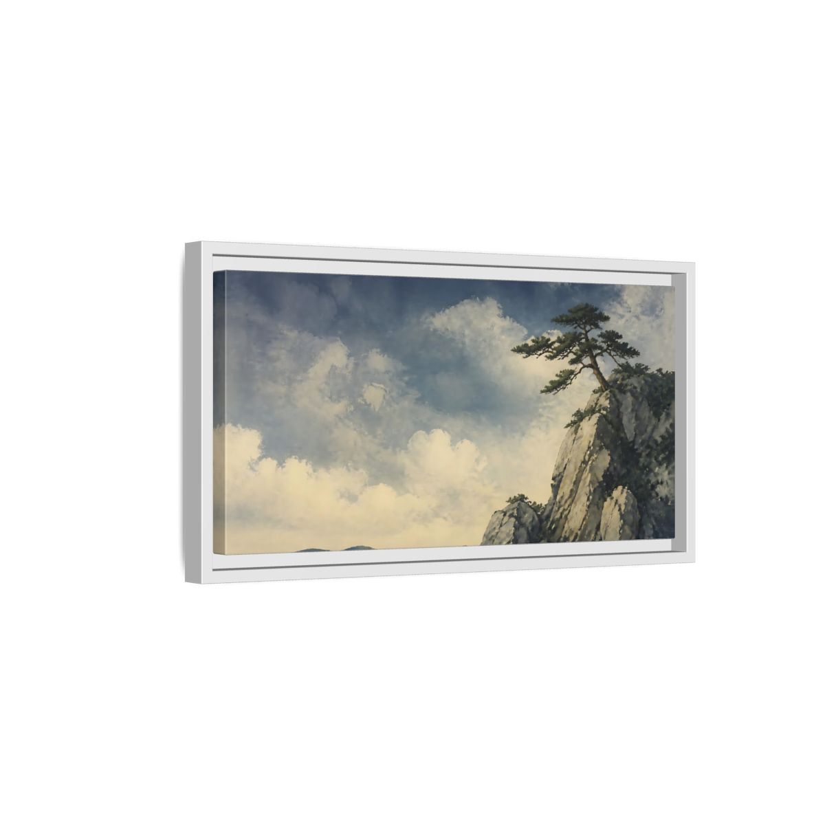 Side Mockup 6. Lone Pine On Cliff shown as framed canvas print