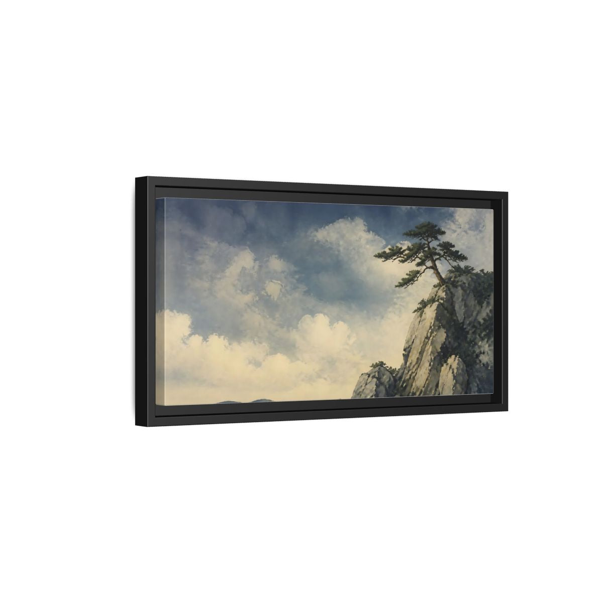Side Mockup 8. Lone Pine On Cliff shown as framed canvas print