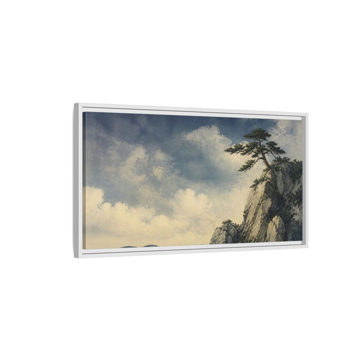Side Mockup 1. Lone Pine On Cliff shown as framed canvas print