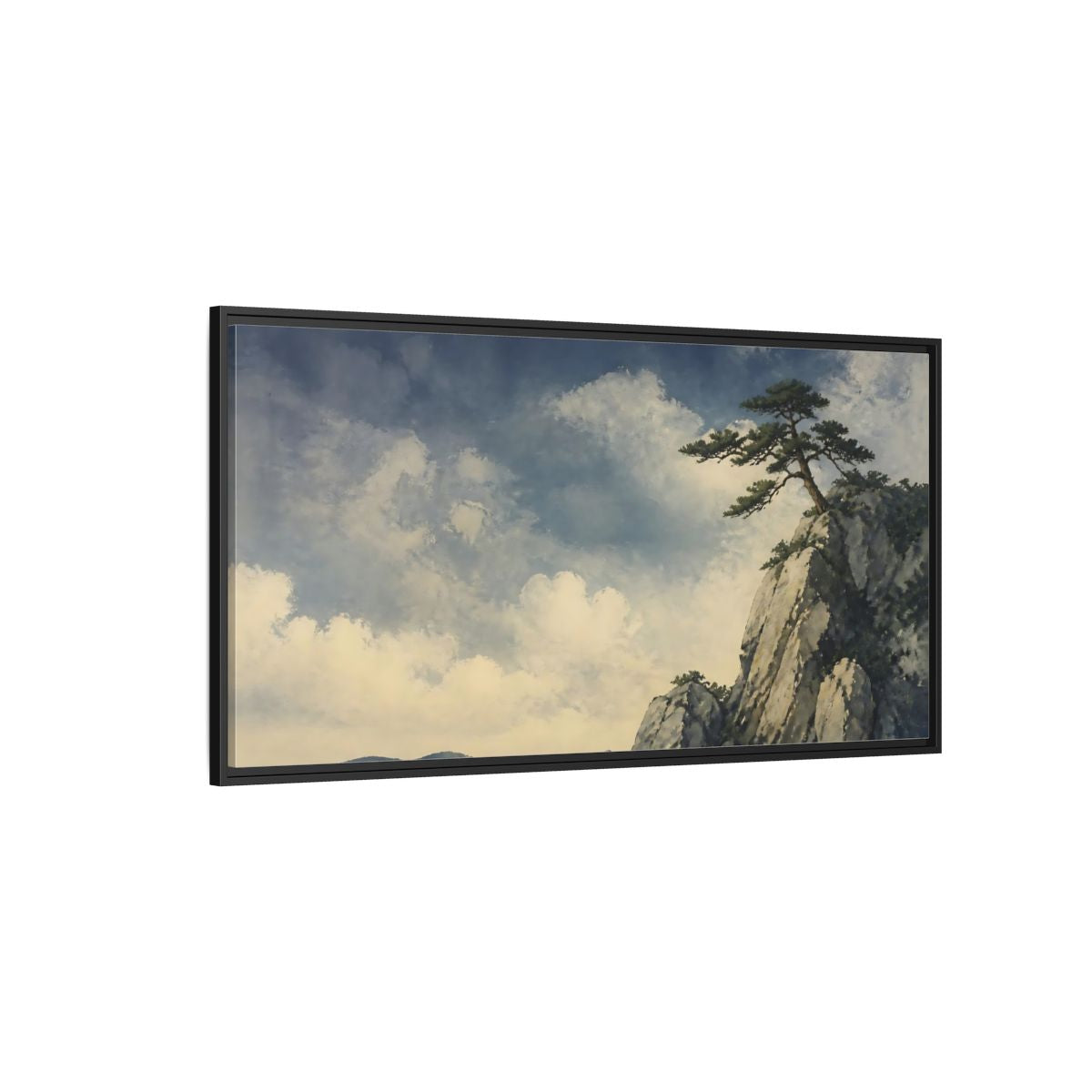 Side Mockup 5. Lone Pine On Cliff shown as framed canvas print
