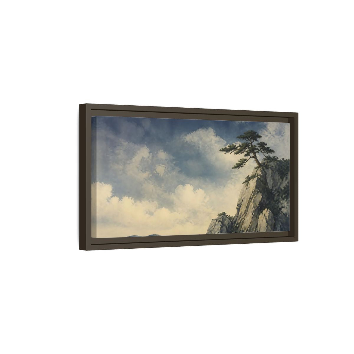 Side Mockup 7. Lone Pine On Cliff shown as framed canvas print