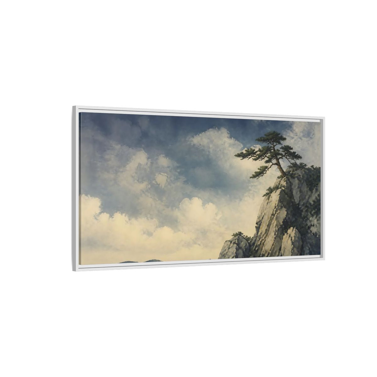 Side Mockup 3. Lone Pine On Cliff shown as framed canvas print