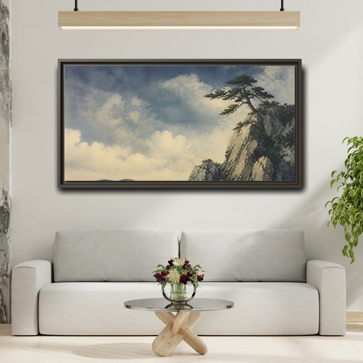 Mockup 2. Lone Pine On Cliff shown as framed canvas print