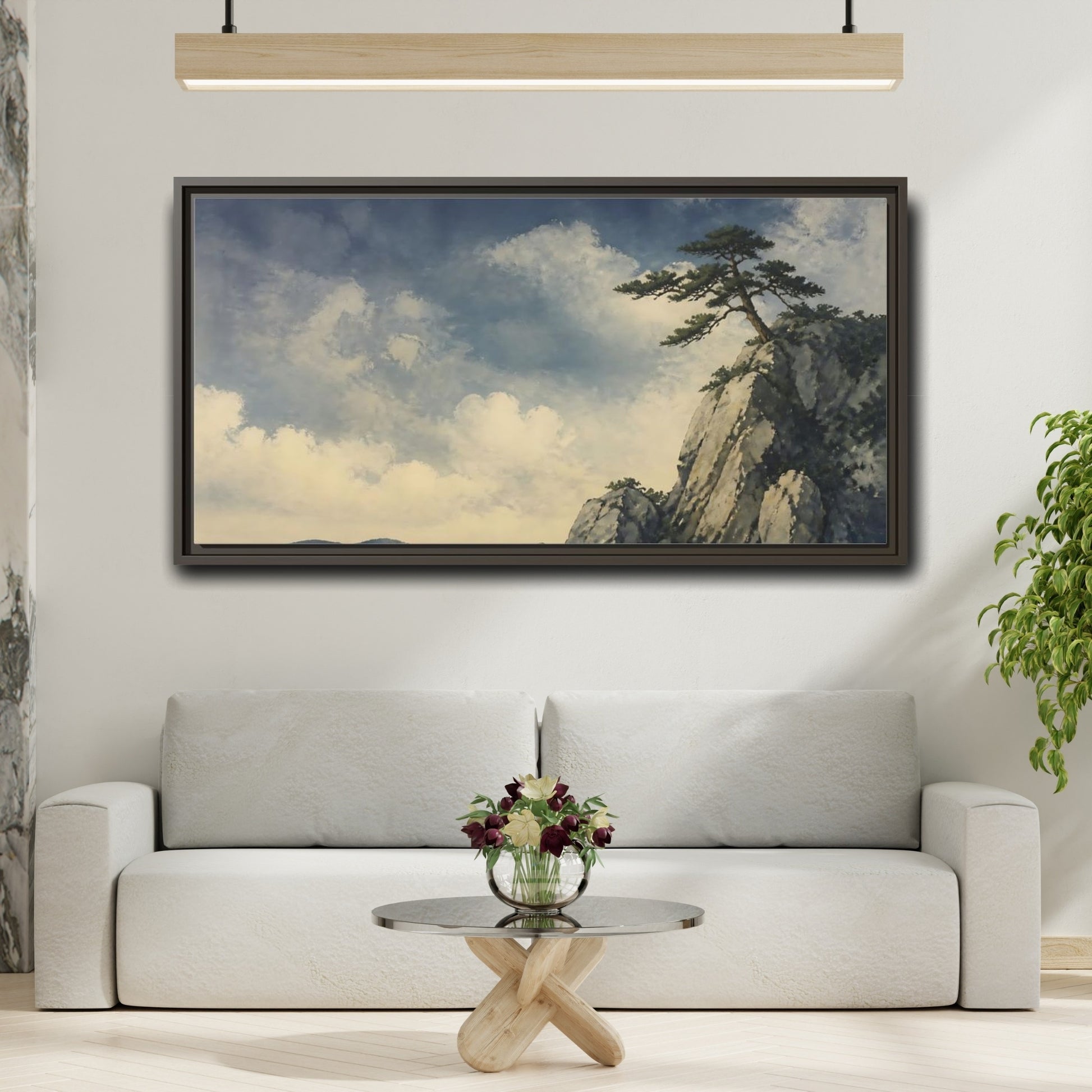 Mockup 2. Lone Pine On Cliff shown as framed canvas print