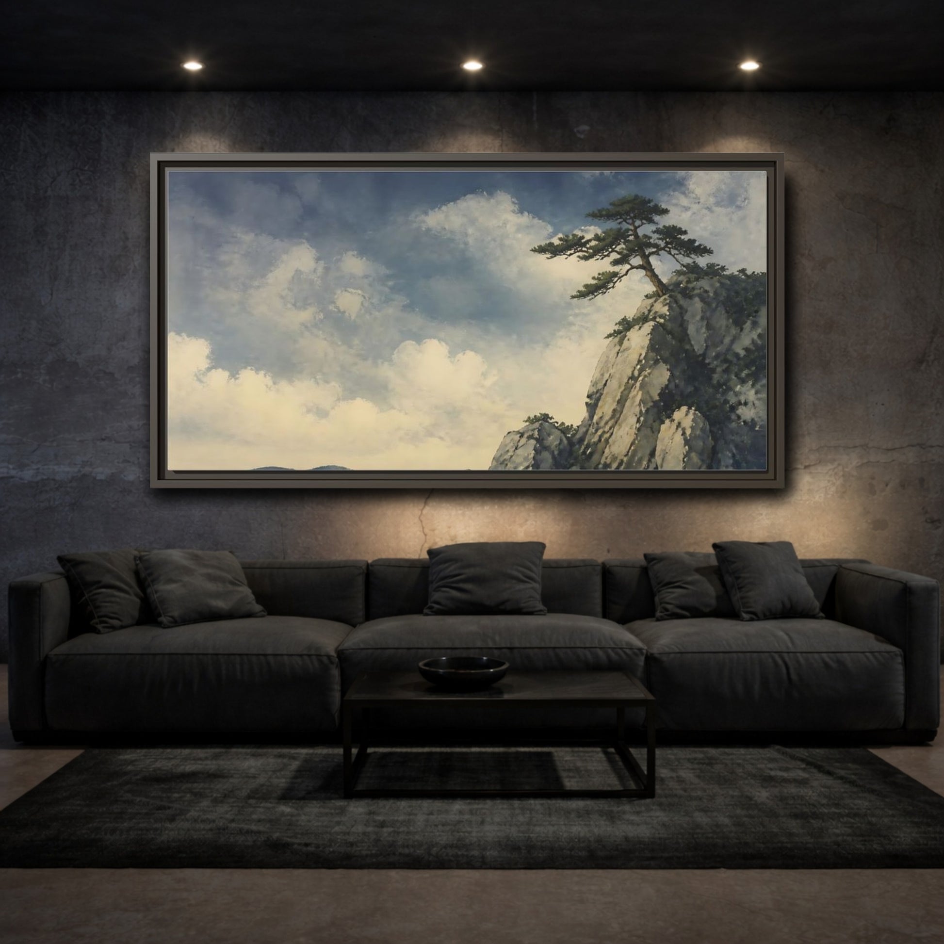 Mockup 3. Lone Pine On Cliff shown as framed canvas print