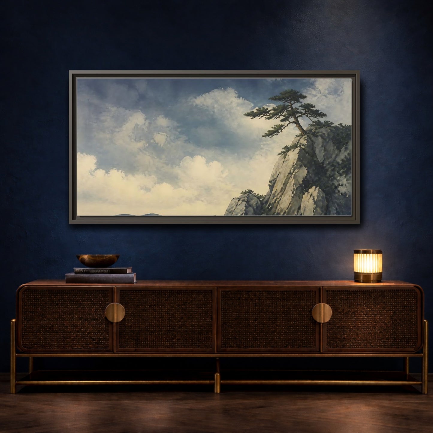 Mockup 4. Lone Pine On Cliff shown as framed canvas print