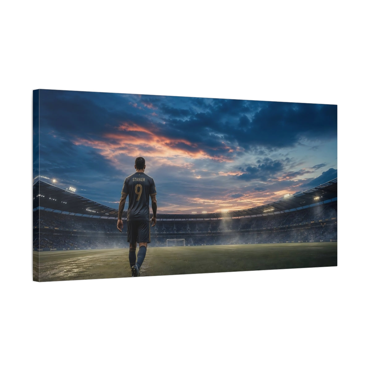 Side Mockup 1. Lone Striker At Sunset shown as canvas print