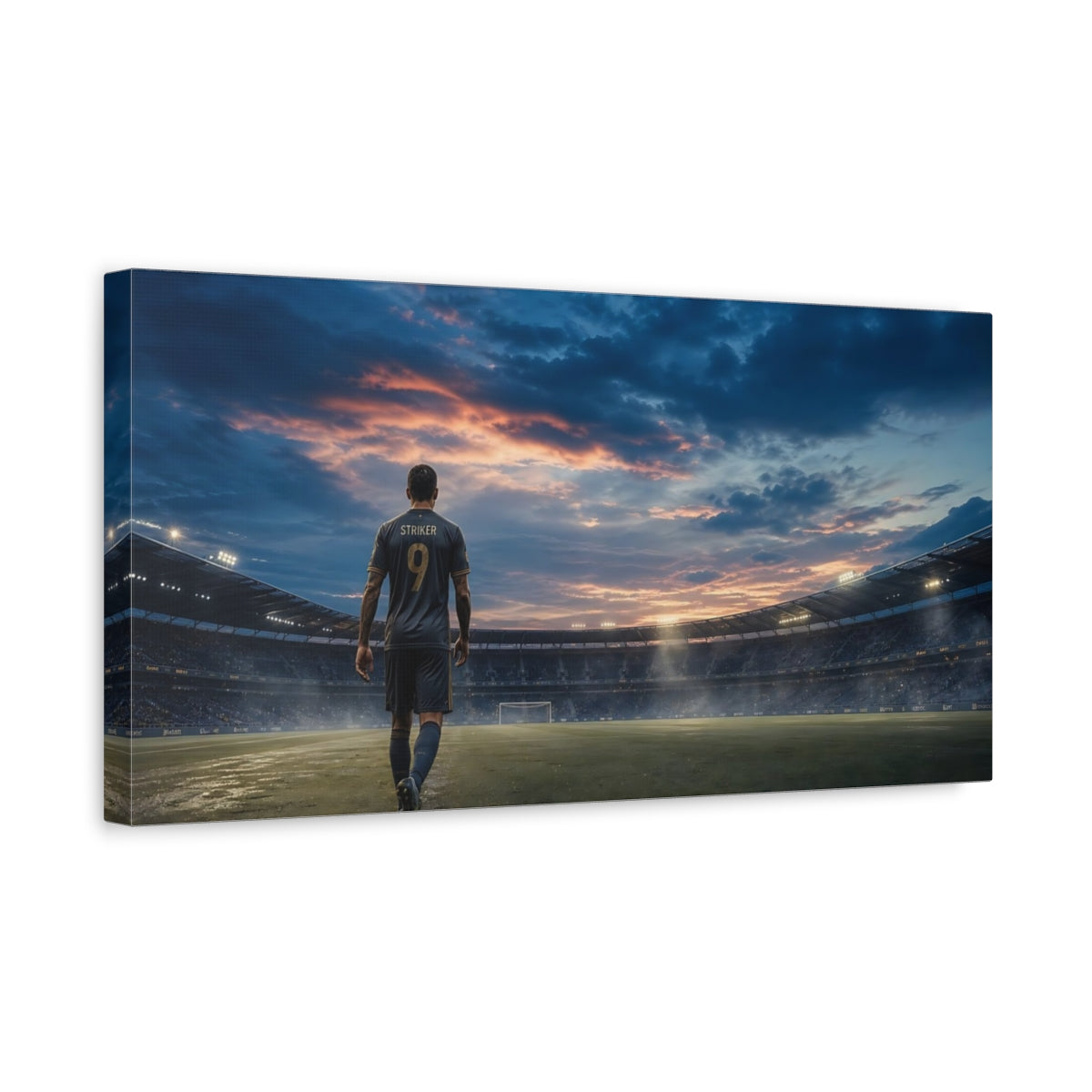Side Mockup 3. Lone Striker At Sunset shown as canvas print