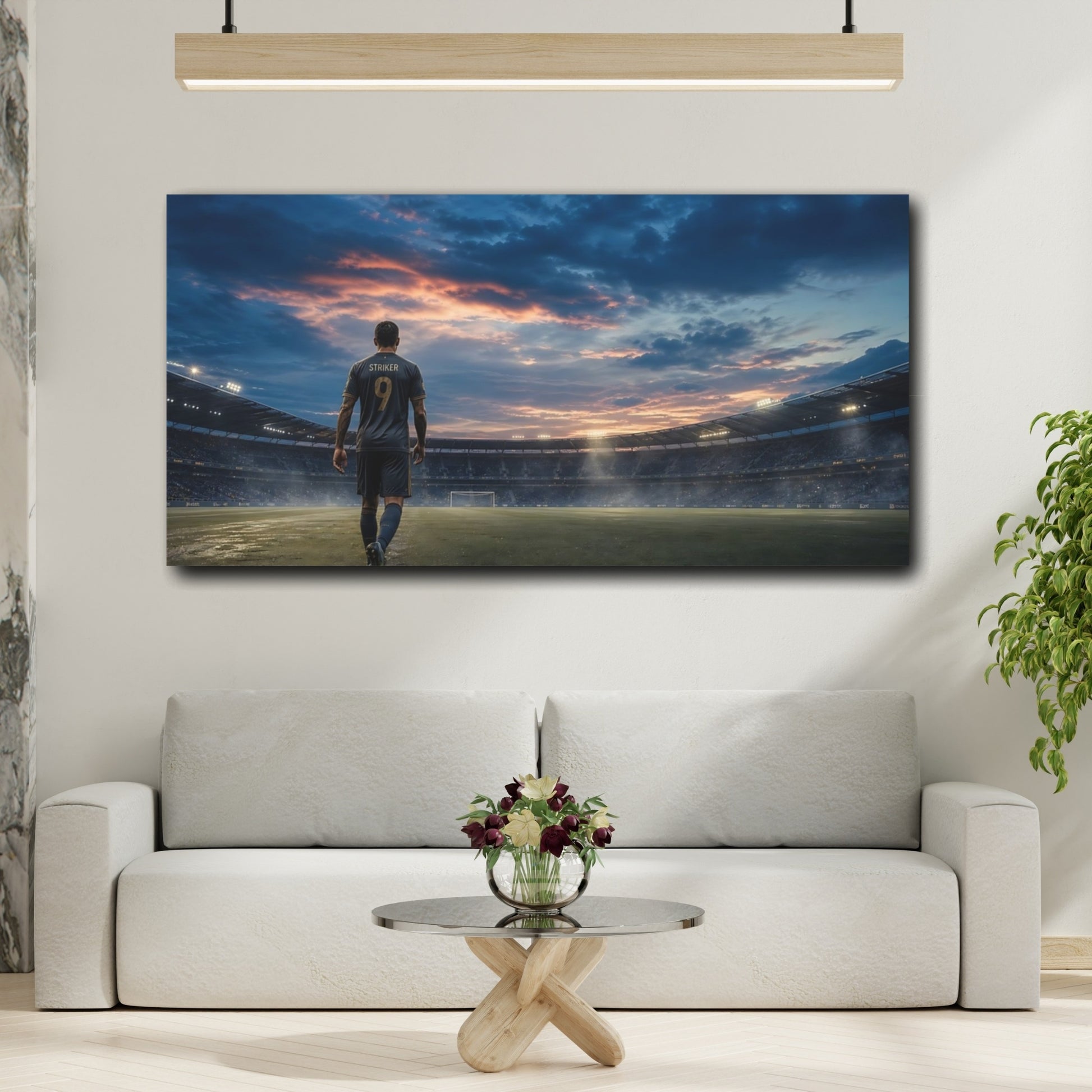 Mockup 2. Lone Striker At Sunset shown as canvas print
