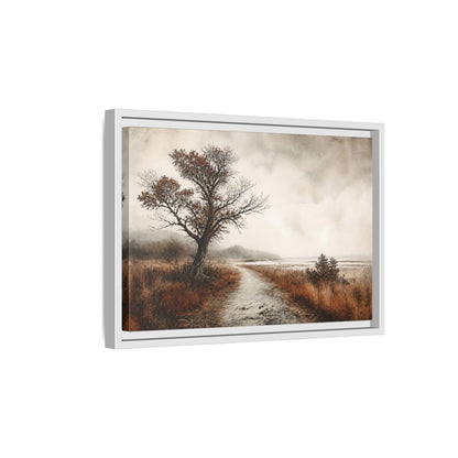 Side Mockup 4. Lone Tree Coastal Path shown as framed canvas print