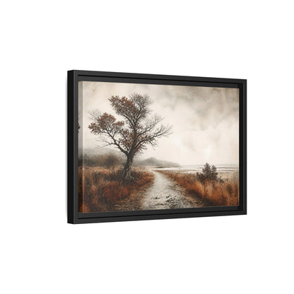 Side Mockup 6. Lone Tree Coastal Path shown as framed canvas print