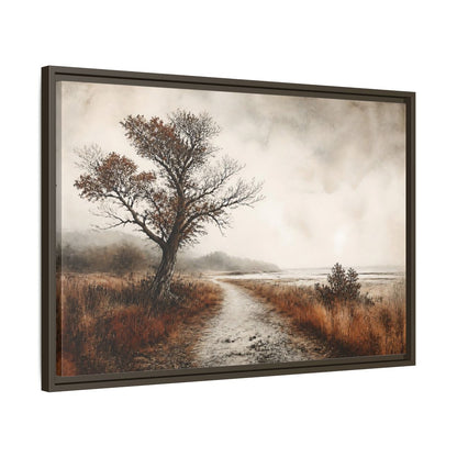 Side Mockup 11. Lone Tree Coastal Path shown as framed canvas print
