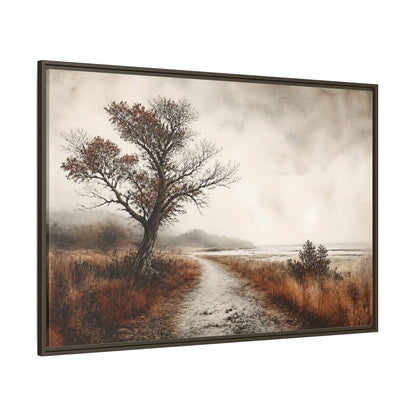 Side Mockup 8. Lone Tree Coastal Path shown as framed canvas print