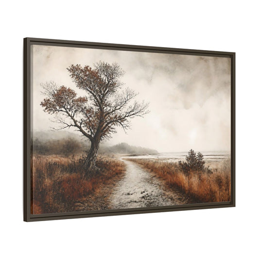 Main Mockup. Lone Tree Coastal Path shown as framed canvas print