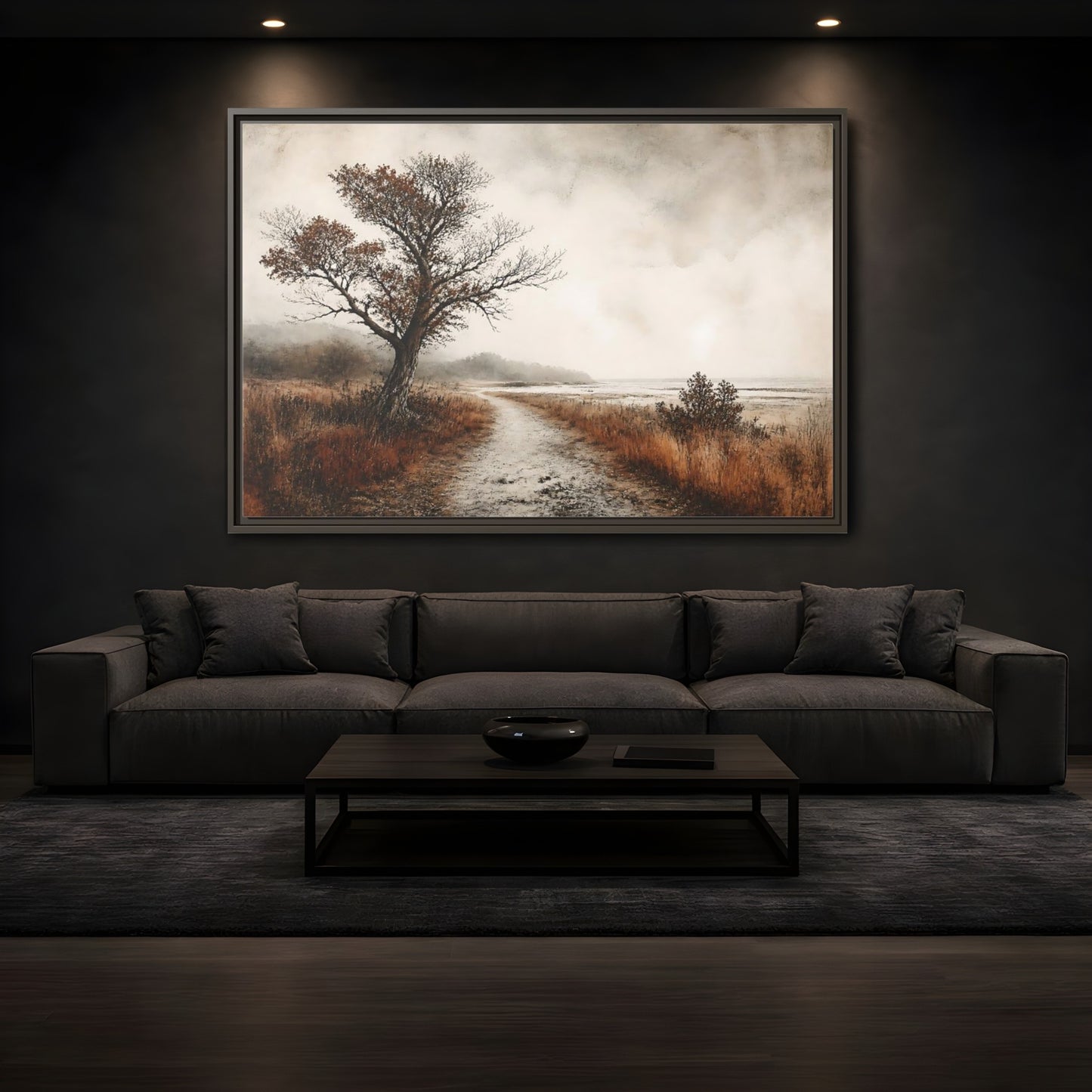 Mockup 3. Lone Tree Coastal Path shown as framed canvas print