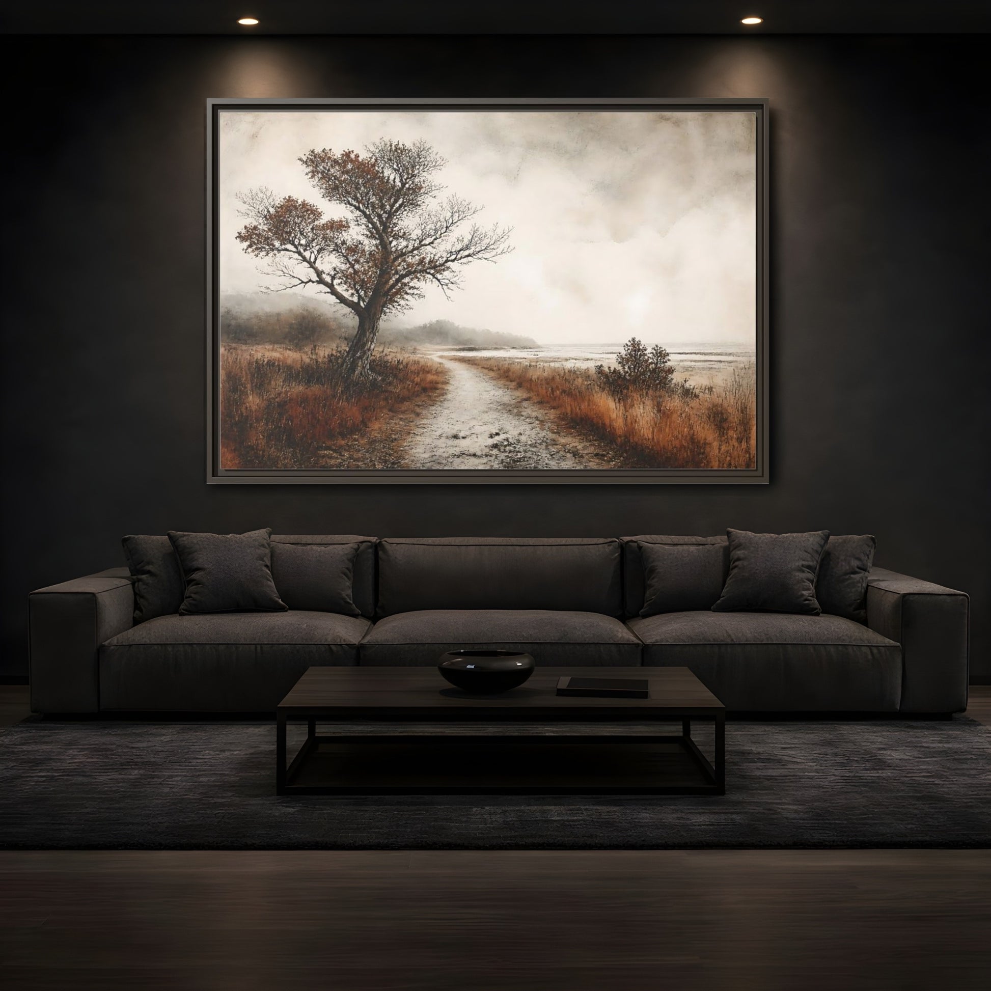 Mockup 3. Lone Tree Coastal Path shown as framed canvas print