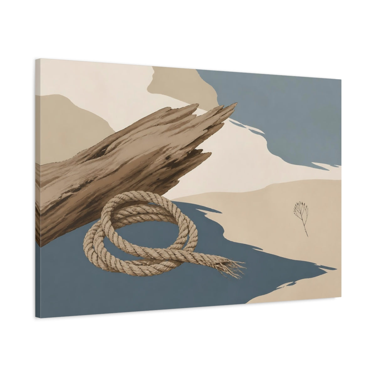 Main Mockup. Looped Rope & Driftwood shown as canvas print