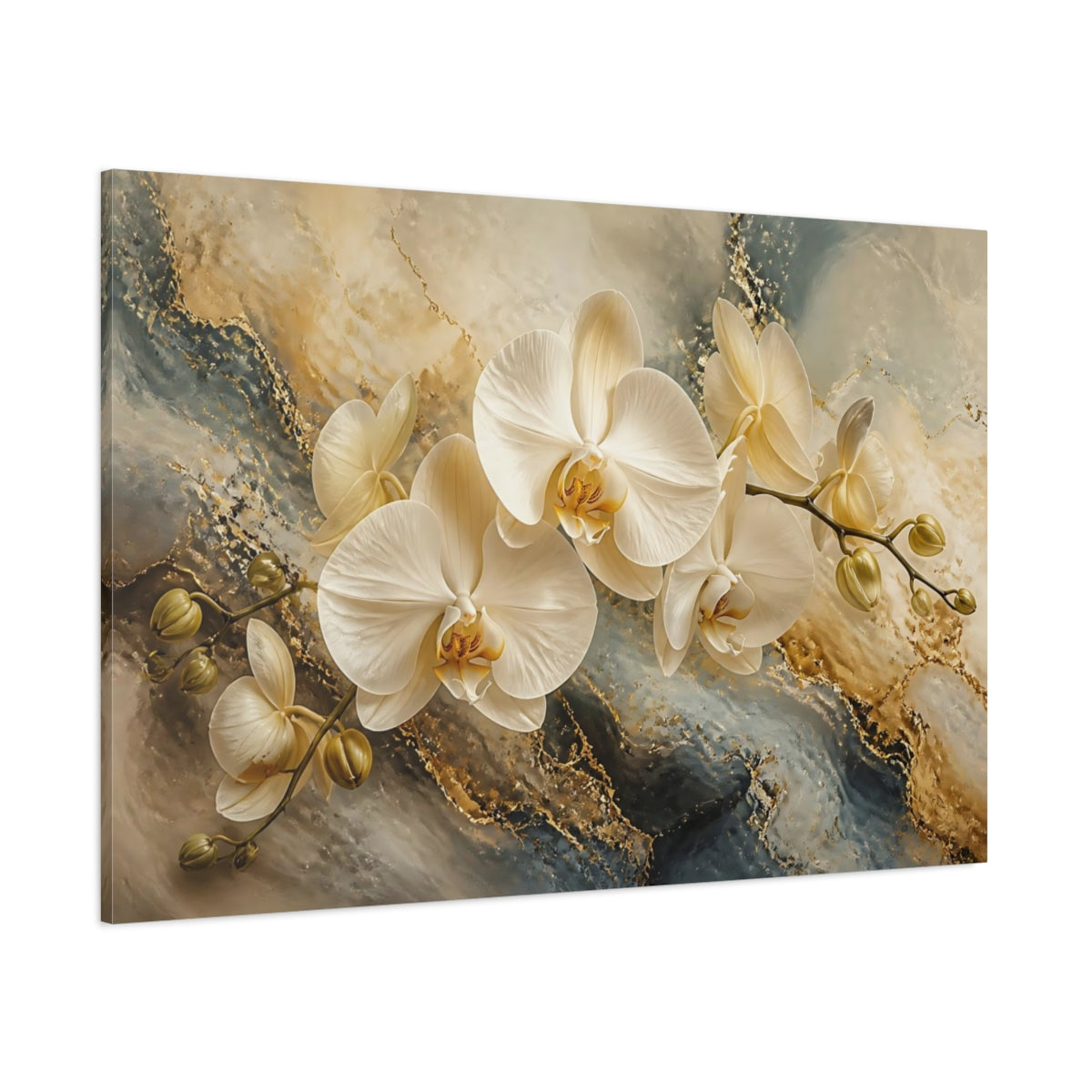 Side Mockup 1. Luminous Cream Orchid shown as canvas print