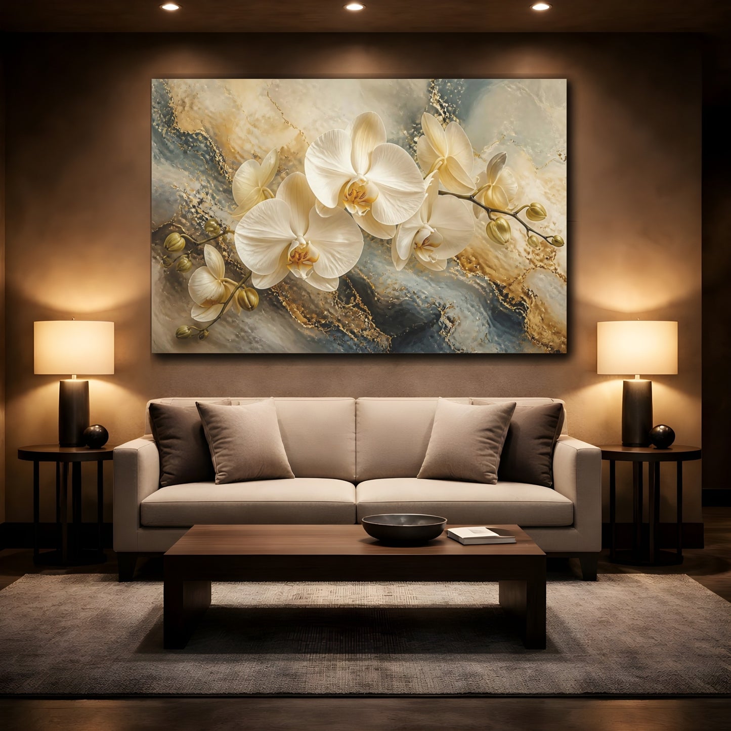 Mockup 2. Luminous Cream Orchid shown as canvas print