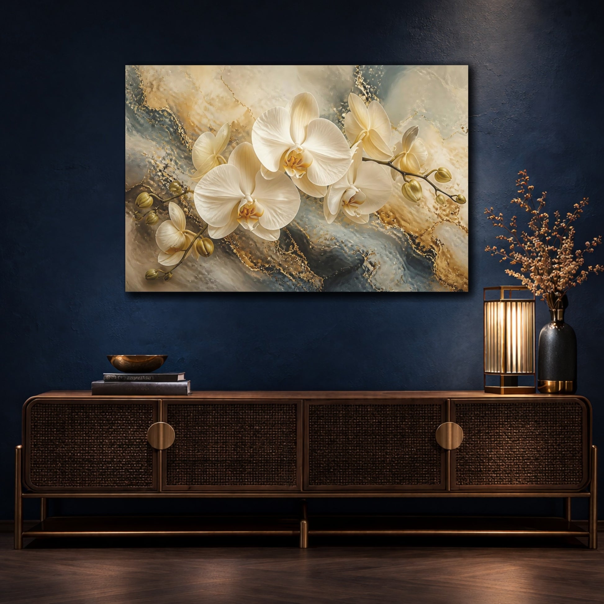 Mockup 4. Luminous Cream Orchid shown as canvas print