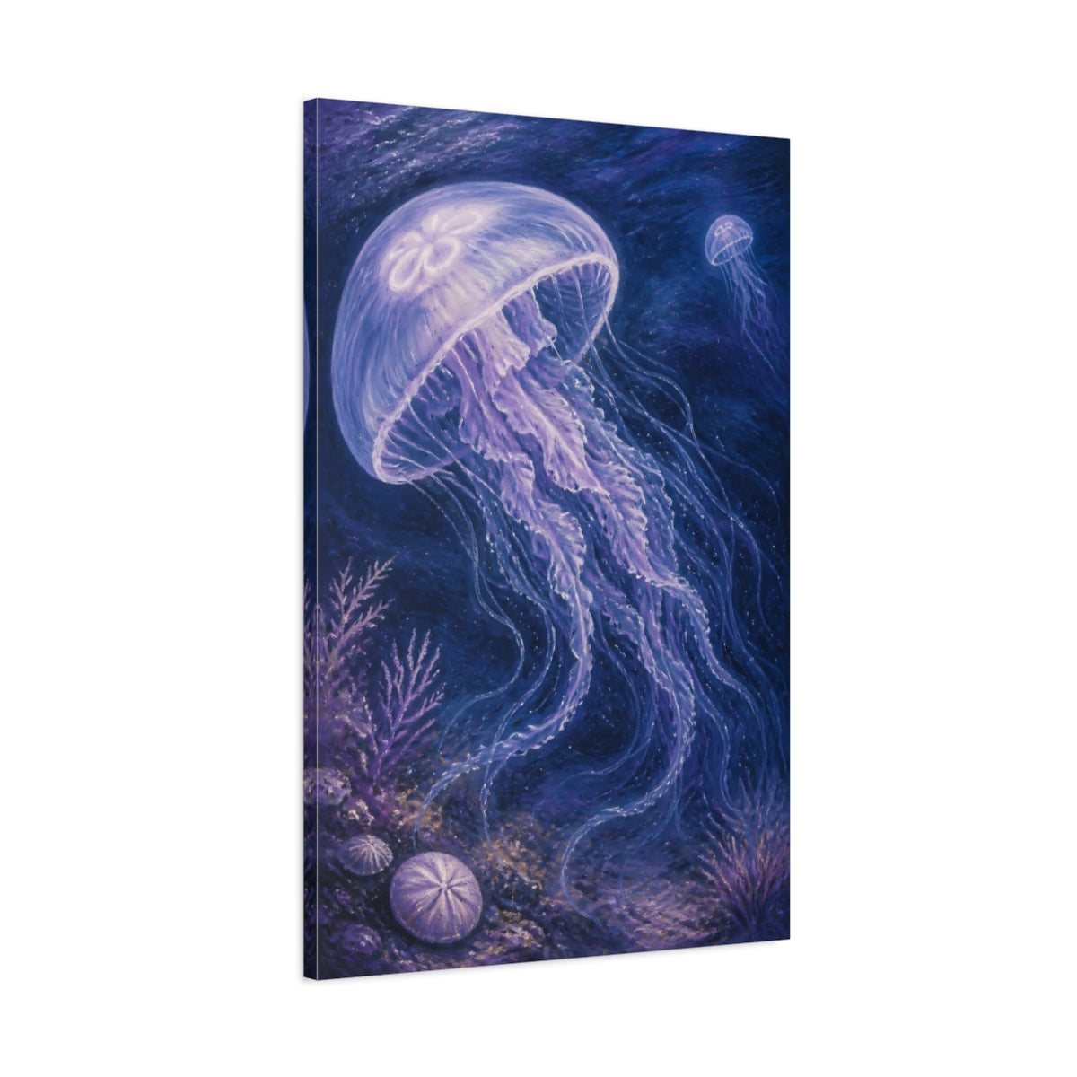 Main Mockup. Luminous Jellyfish Drift shown as canvas print