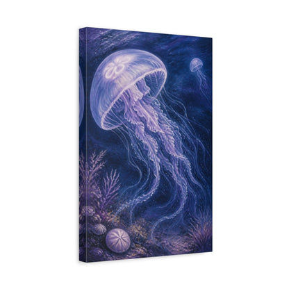 Side Mockup 4. Luminous Jellyfish Drift shown as canvas print