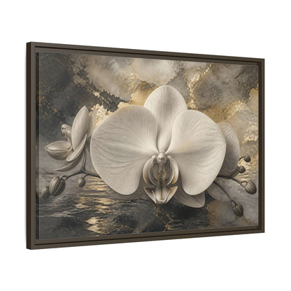 Side Mockup 11. Luminous Monochrome Orchid shown as framed canvas print