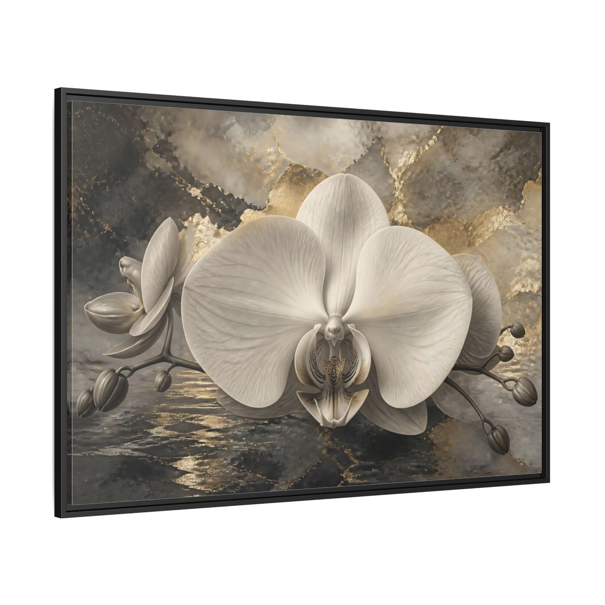 Side Mockup 12. Luminous Monochrome Orchid shown as framed canvas print