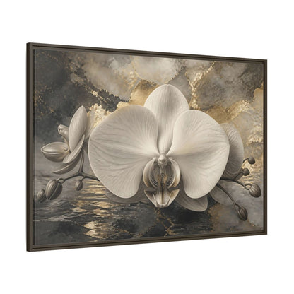 Side Mockup 8. Luminous Monochrome Orchid shown as framed canvas print