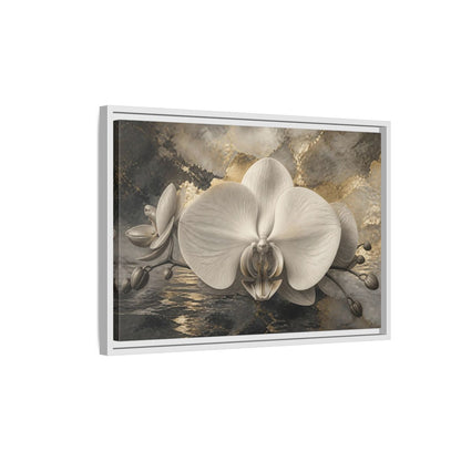 Side Mockup 1. Luminous Monochrome Orchid shown as framed canvas print