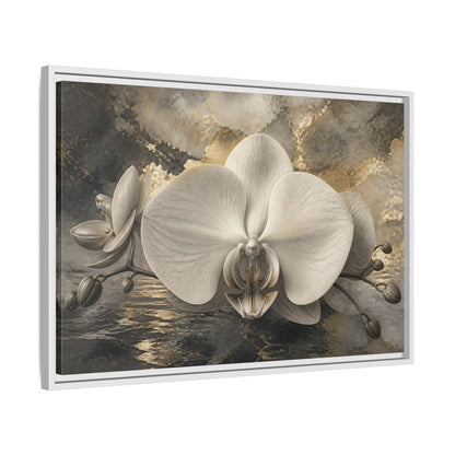 Side Mockup 10. Luminous Monochrome Orchid shown as framed canvas print