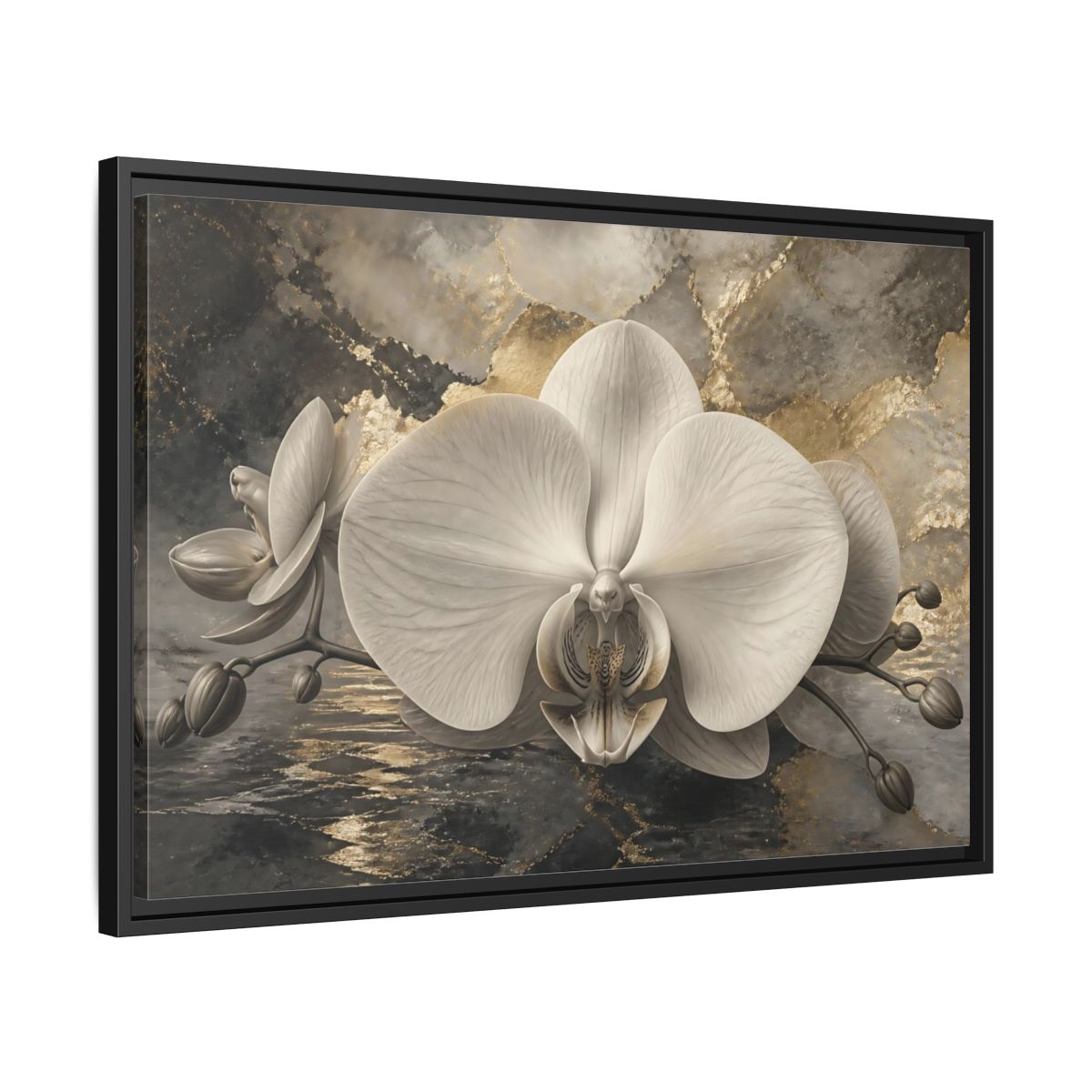 Side Mockup 14. Luminous Monochrome Orchid shown as framed canvas print