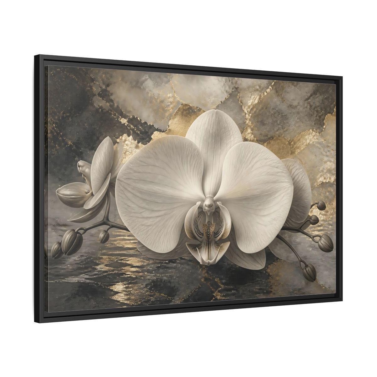 Side Mockup 13. Luminous Monochrome Orchid shown as framed canvas print