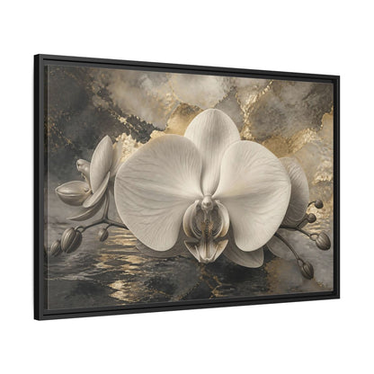 Side Mockup 13. Luminous Monochrome Orchid shown as framed canvas print